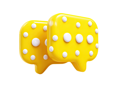 Two yellow speech bubbles with white polka dots (1)