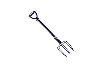 pitchfork tool outline clip art silhouette vector illustration on white background