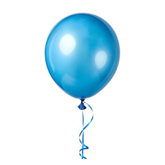 This vibrant blue balloon, featuring a subtle glitter effect and a flowing ribbon, is beautifully isolated on a clean transparent background.