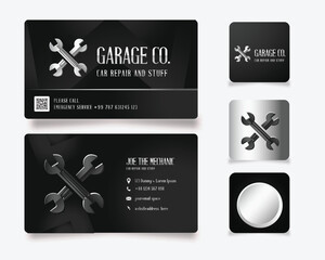 car service mechanic logo and business card	
