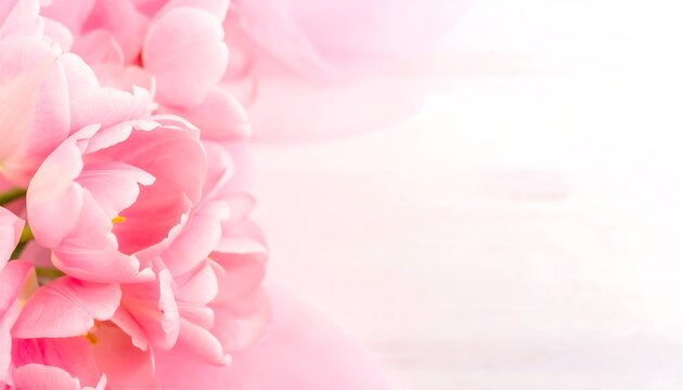 Delicate pink tulips on white background - Powered by Adobe