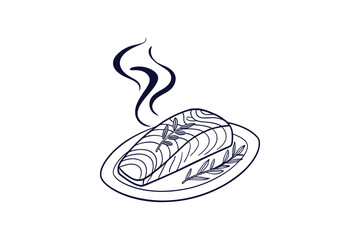 smoked salmon outline clip art silhouette vector illustration on white background