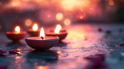 Banner design for diwali festival and podium,Diwali light decoration candle with fireworks,Stage,Product display Showcase design sparkle background,Deepavali,Dipavali,3D podium illustration.