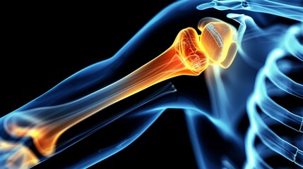 Medical Illustration of Upper Body Anatomy Focused on Shoulder Disorders and Pain Management