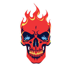 Vsai red flaming skull burning with bright flames