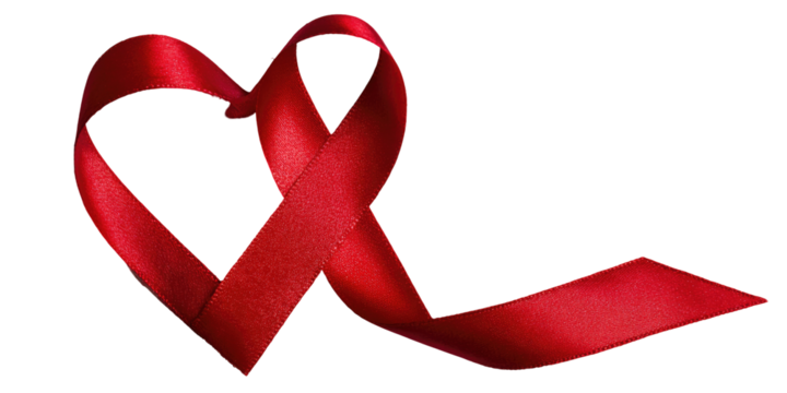 Red ribbon shaped as a heart