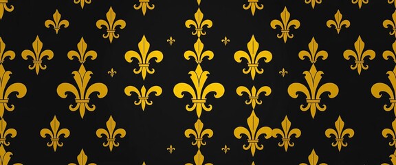 Seamless golden fleur-de-lis pattern on dark grey background,  image,  wallpaper