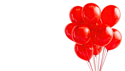 Cluster of vibrant red balloons against a black background