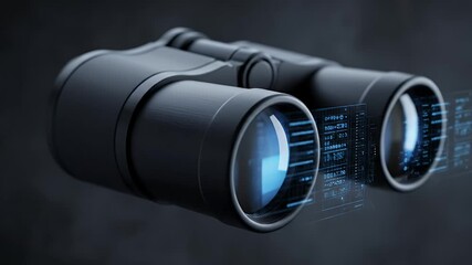High-Tech Binoculars with Futuristic Digital Interface and Blue Glow. - Powered by Adobe