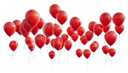 Red and white balloons in a cluster