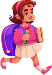 Student Girl with Backpack