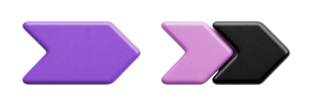 Two vibrant arrows, shades of purple and black,  point right - Powered by Adobe