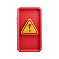 Red smartphone with warning icon