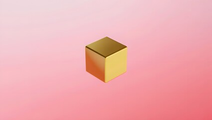 Obraz premium Golden rectangular prism on a gradient pink background