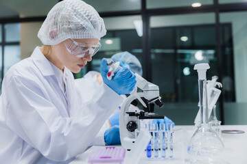 Fototapeta premium Scientist working in science lab. Medical lab people, Pharmaceutical medicine research laboratory.