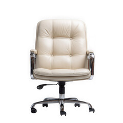 Modern Cream Leather Office Chair Isolated on White