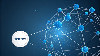 Abstract molecular structure with glowing blue spheres and connections science network
