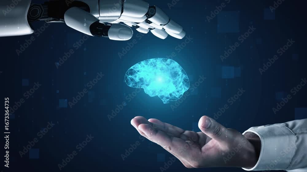 Wall mural futuristic robot artificial intelligence enlightening ai technology development and machine learning