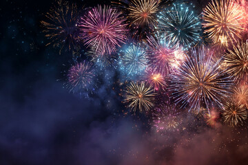 Colorful fireworks exploding in the night sky a spectacular display of light and color