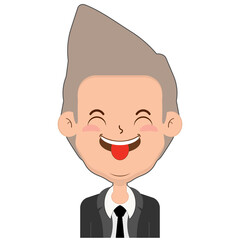 business or receptionist man playful face cartoon cute