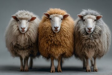 Fluffy, detailed sheep in a pristine studio depicts natural textures for farming visuals.