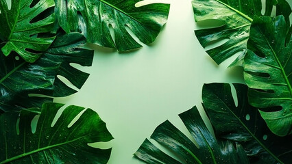 Green Botanical Frame for Natural Background