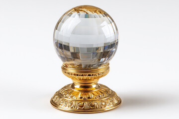 Elegant crystal orb on ornate gold base decorative home accent