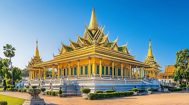 Stunning cambodia capital phnom penh cityscape with traditional temple architecture image