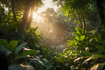sun rays in the forest