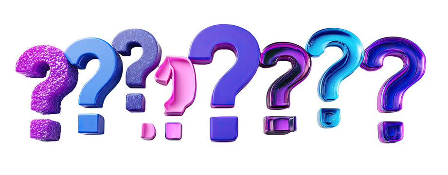 Question marks in vibrant, gradient colors - Powered by Adobe