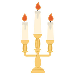 Illustration of Golden Candelabra with Three Candles