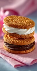 Stacked cookies with creamy fillings
