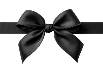Elegant black ribbon bow with a smooth finish