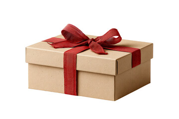 Obraz premium Red ribbon gift box, transparent bg