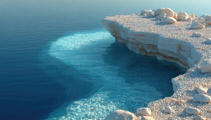 White cliff overhangs crystal-clear turquoise water