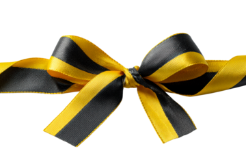 Black and yellow striped ribbon bow