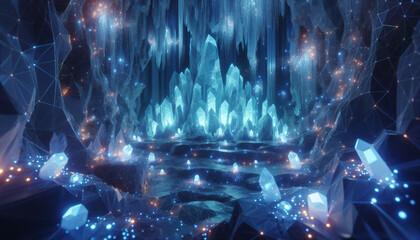 Glowing Crystal in Mystical Realm