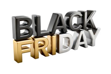 Black Friday sale lettering in metallic colors