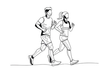 Obraz premium Couple running illustration