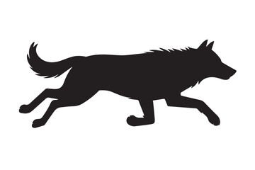 monochrome wolf running silhouette design for nature themed print patterns badges and branding materials