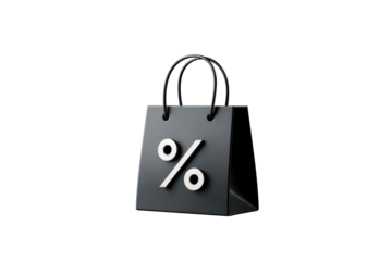 Black shopping bag with percent design