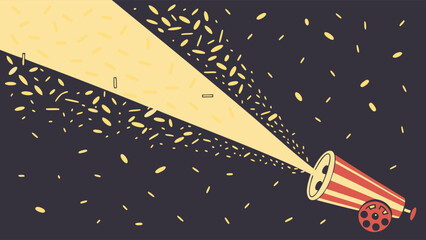 Confetti Cannon Explosion Celebration Festive Design Element for Party Event and Holiday Graphics.