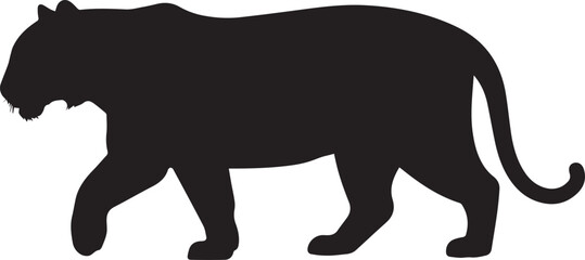 black tiger silhouette vector illustration wild animal clipart graphic design logo template editable ai eps png art