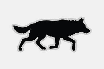sticker style wolf silhouette vector illustration mid stride wild animal outline for logo and graphic design