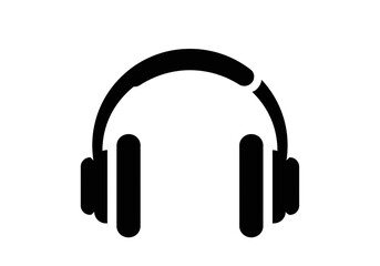 Minimalist black headphones symbol on white background for music and audio concepts