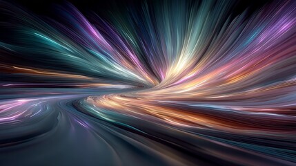 Abstract colorful light streaks creating a dynamic, futuristic, and energetic visual effect with a sense of motion