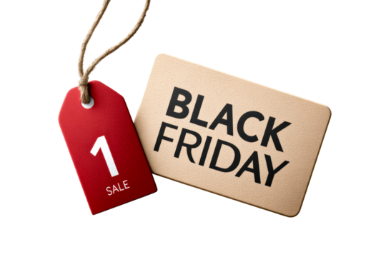Black Friday sale tags with transparent background