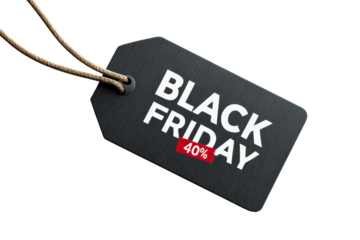 Black Friday discount tag with 40 percent savings
