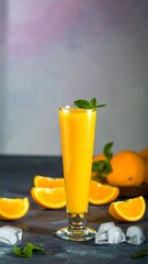Fresh orange juice in a tall glass