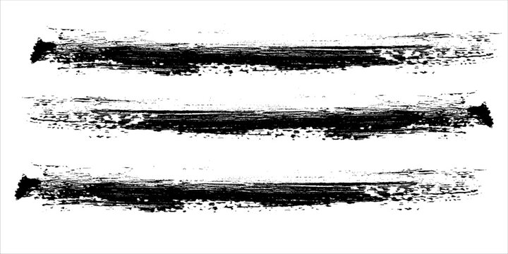 Marker hand-drawn line border set and scribble design elements. Lines hand drawn paint brush stroke. Vector set isolated on white. Hand drawn scribble. Black ink brush art